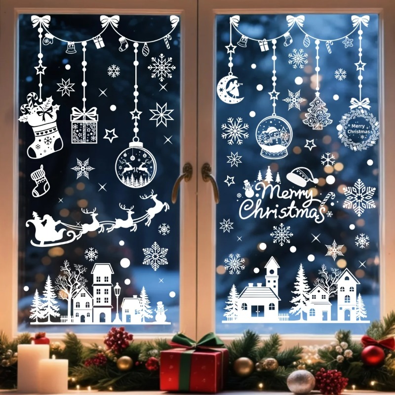 Snowflake Window Decal - 196 sztuk/9 arkuszy świątecznych naklejek statycznych