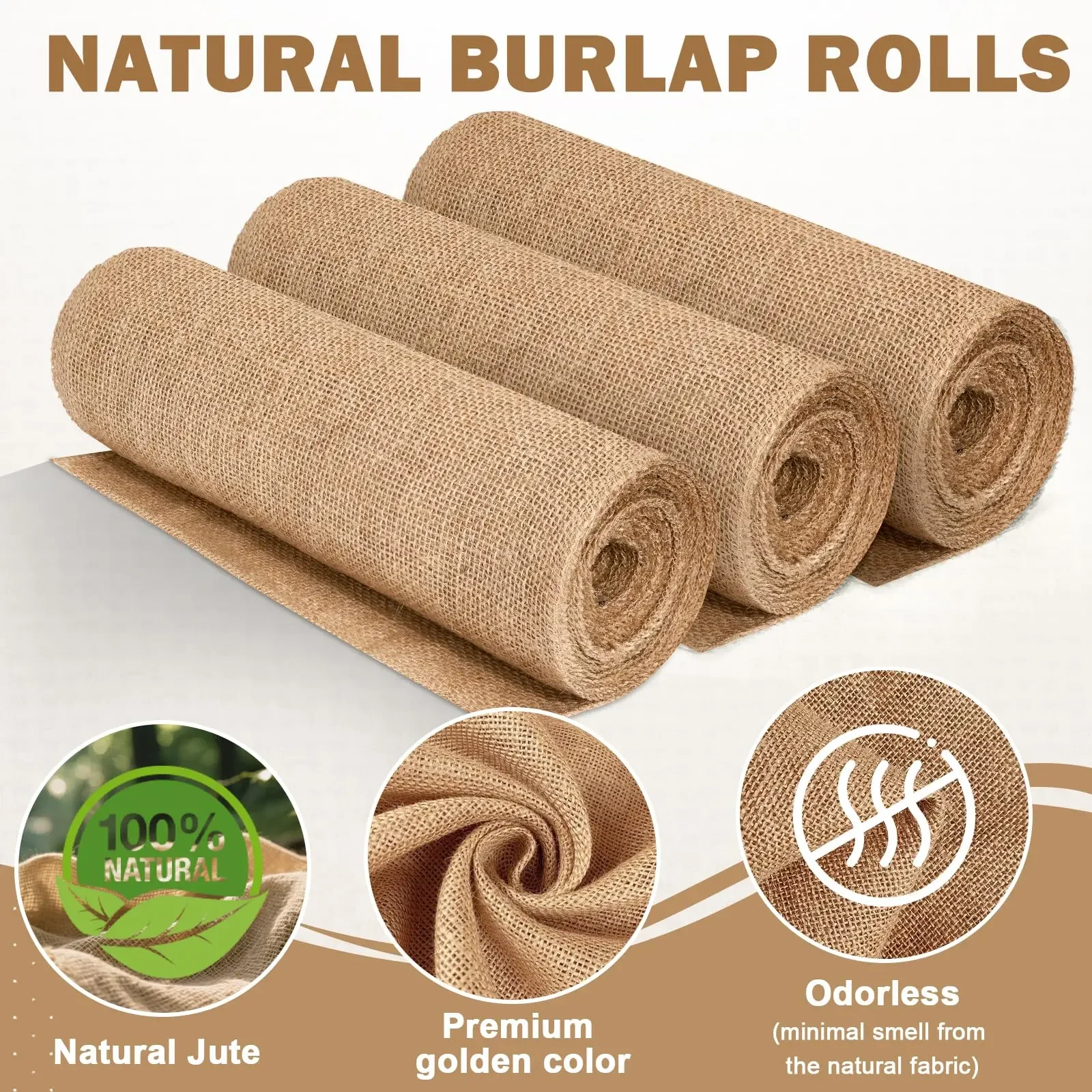 Christmas Table Runner - Nowa Beżowa Rolka Juty 30cmx10m -